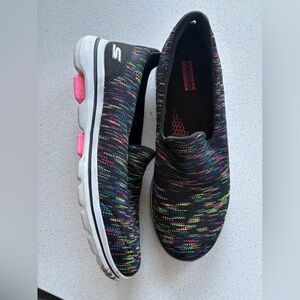 Skechers Go Walk 5 Black and Pink Slip-Ons - size 10 ladies